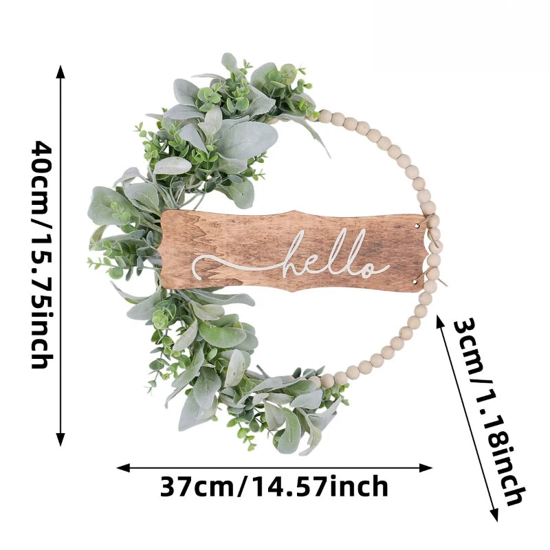 décoration murale couronne feuilles vertes bois rustique naturelle occasionnelle