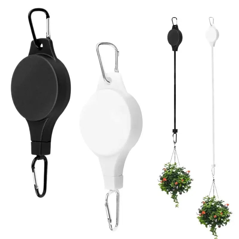 supports suspendus retractables pots fleurs paniers fruits oiseaux nourriture crochets blanc noir
