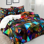 ensemble literie multicolore géométrique moderne housse couette taies d'oreiller brillantes effet galaxie double queen