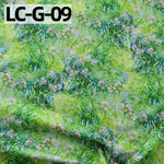 tissu imprimé coton biodegradable 145x50cm paysages fleurs abstrait impressionniste vert bleu rose
