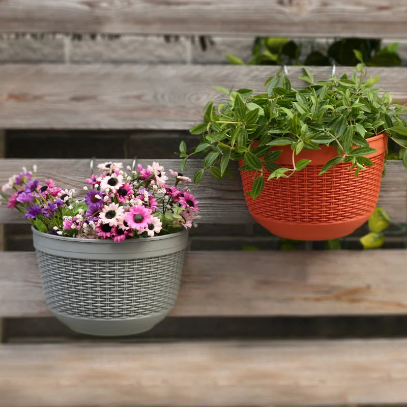 pots fleurs suspendus tissés gris orange beige modernes balconextérieur