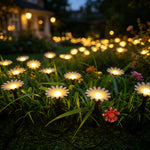 guirlande lumineuse solaire fleurs marguerites extérieur decoration jardin led blanc rose orangé feerique champetre