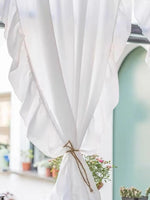 rideau blanc fleuri tulle transparent romantique chambre cuisine 100x130cm 100x200cm