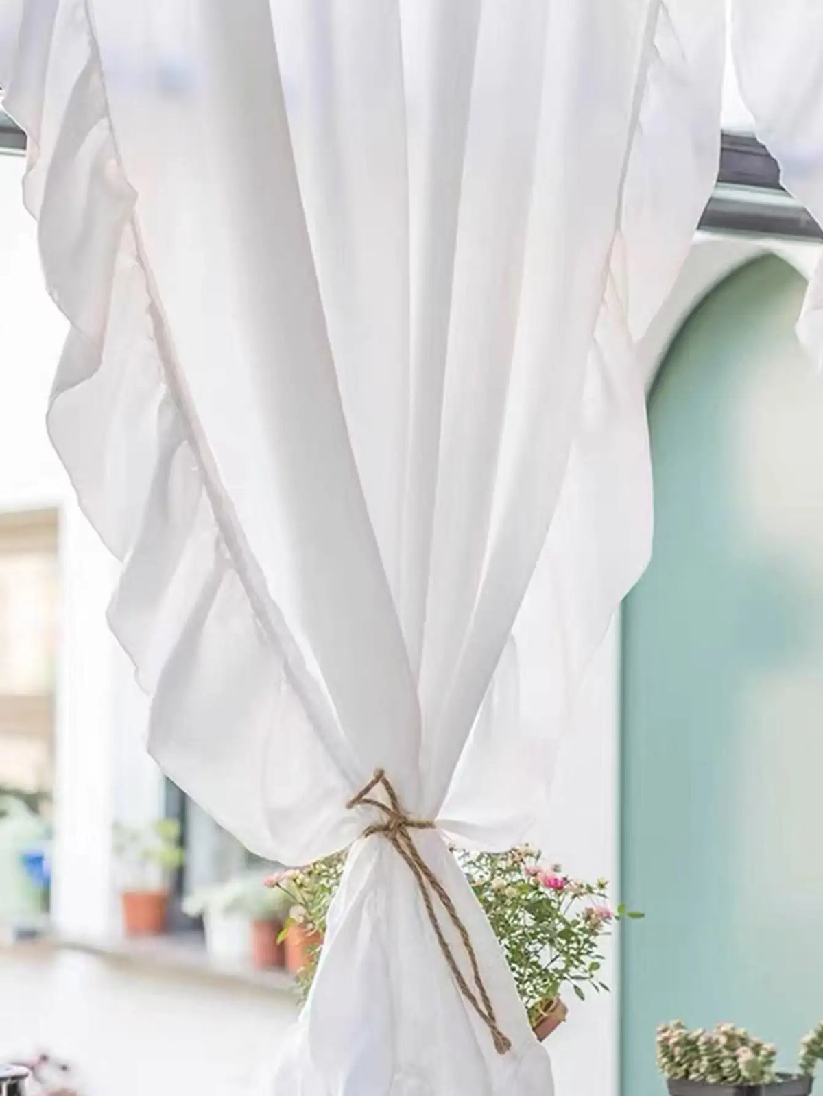 rideau blanc fleuri tulle transparent romantique chambre cuisine 100x130cm 100x200cm