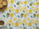 tissu coton imprimé citrons jaune gris moderne patchwork couture bricolage serviettes graphique ecofriendly