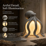 lampe table poulpe résine sculpturale led rechargeable usb gris noir blanc chambre