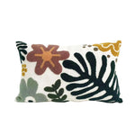 coussin tufté brodé fleur nordique moderne 100 polyester blanc vert marron jaune adhésif décoration