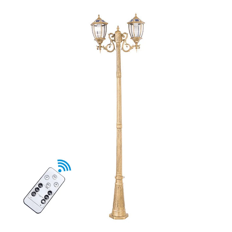 lampe rue solaire led doré noir élégante vintage ip65 durable industrielleextérieur
