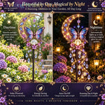 lampe solaire décorative ornement papillon lune cristaux transparents artisanal romantique noëlextérieur