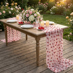 table table rose fraises feuilles vertes transparente moderne mariage festif