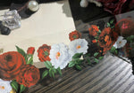 autocollants muraux fleurs roses feuilles rouge blanc adhésifs décoratifs réaliste opaque chambre