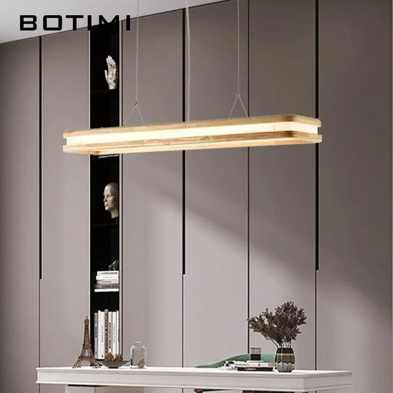 Suspension lumineuse moderne pendentif bois texturé éclairage blanc minimaliste chambre salon étude