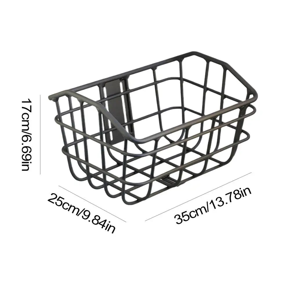 panier vélo métal noir orange grille utilitaire sac guidon accessoires cyclisme porte bagages fixations