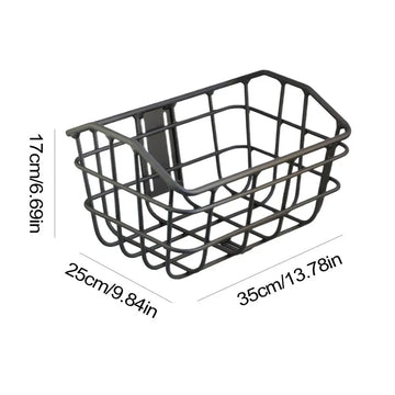 panier vélo métal noir orange grille utilitaire sac guidon accessoires cyclisme porte bagages fixations
