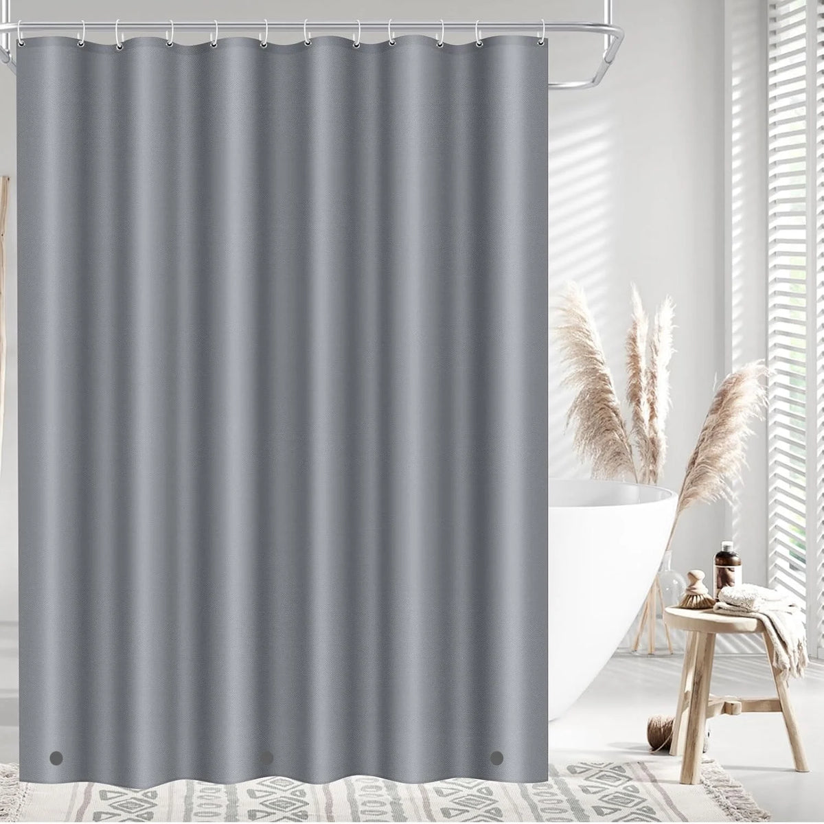 rideau douche moderne gris opaque aimants légers salle bain 180x180cm 180x200cm