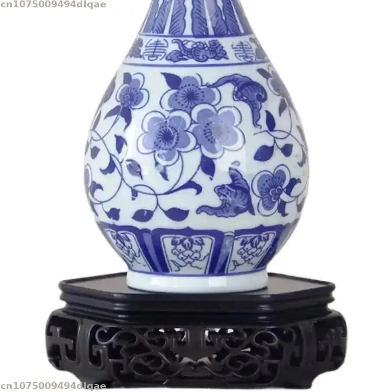 Support plantes bois gravé vase floral plante décorative figurine traditionnelle classique