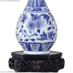 Support plantes bois gravé vase floral plante décorative figurine traditionnelle classique