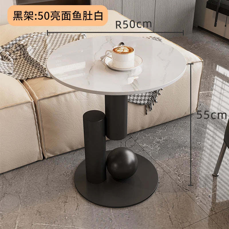 table basse ovale moderne blanche effet marbre gris salon meuble bois luxe