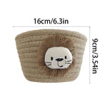 panier rangement tressé lion enfant decoratif beige blanc marron texturé utilisation multiple