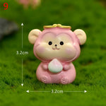 figurines animaux résine polie cartoon mignon dessin animé blanc bleu rose jaune vert accessoire