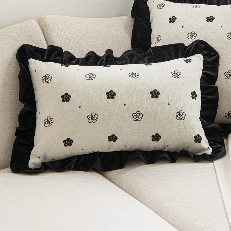 housse coussin vintage fleur beige noir marron français adhésif décoration intérieure voiture