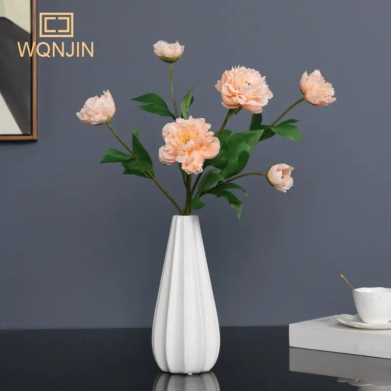 bouquet pivoines artificielles bleu rose clair decoration intérieure moderne mariage anniversaire
