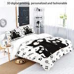 ensemble literie chatons noirs blanc noir poissons coeurs moderne pièces polyester machine