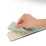 tapis antidérapant silicone rectangle moderne texturé protection cuisine vert menthe gris beige
