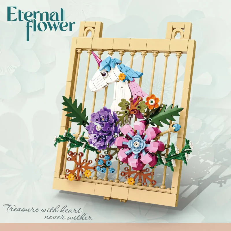 décoration murale cadre lego floral licorne colibri papillons fleurs animaux nature suspendu chambre enfants