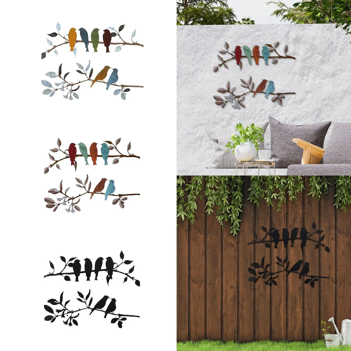 Détail des oiseaux sur la branche en métal fer