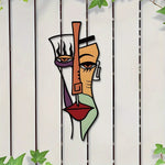 masque mural abstrait géométrique art moderne blanc rouge violet métal acrylique décoration