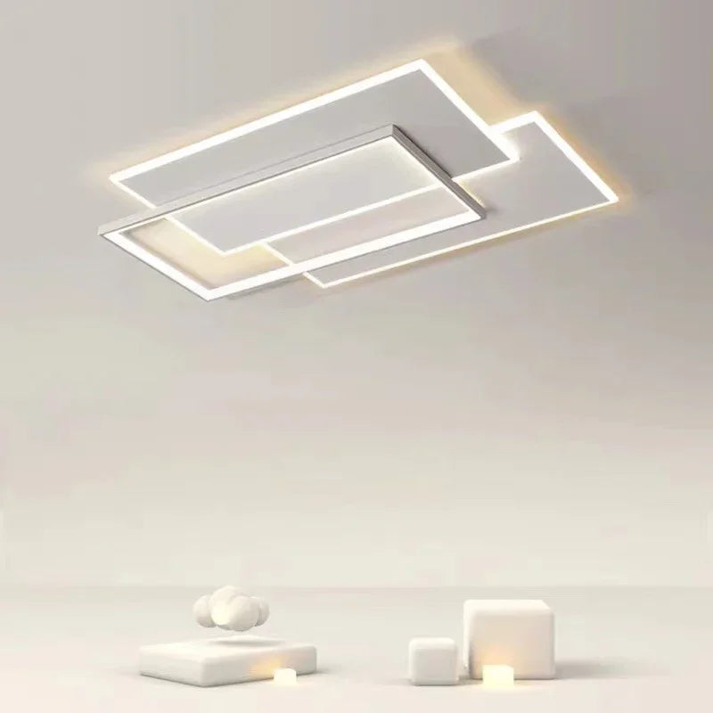 plafonniers led modernes blanc noir géométriques minimalistes éclairage intérieur plusieurs niveaux toucher marche arrêt
