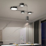 luminaire suspendu moderne minimaliste noir plusieurs lampes circulaire cylindrique plafonnier industrial