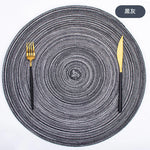 placemats tissés moderne spirale vert bleu beige gris opaques table