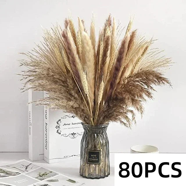 bouquet fleurs séchées pampas naturel rustique blanc beige marron décoration maison mariage anniversaire fête