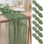 serviettes table vert olive crêpe semi transparentes moderne élégant mariage banquet fleurs artificielles bouquet
