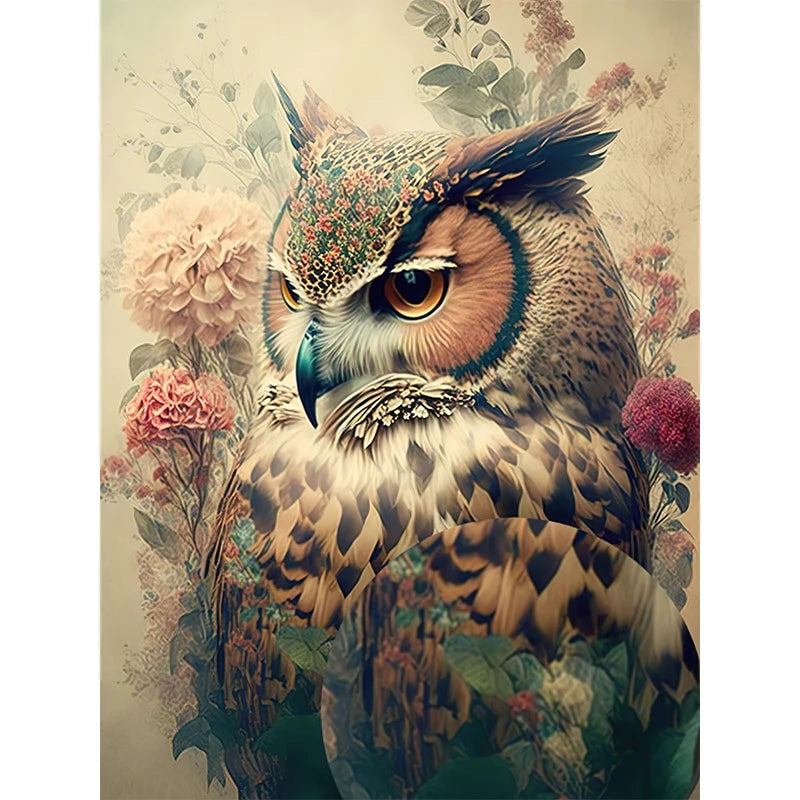 tableaux impression toile hibou fleurs abstrait moderne décoration maison salon chambre erotique vintage art
