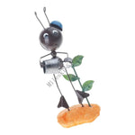 figurine métallique jardin feuilles fleurs décor extérieur moderne artisanal noir bleu vert orange blanc