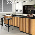 panneau décoratif auto adhésif moderne rayures horizontales beige noir résistant l'eau intérieur