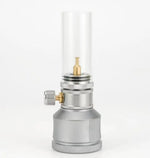 lampe gaz vintage rétro argent doré bleu métal transparent verre fixée tringle decoration fonctionnelle