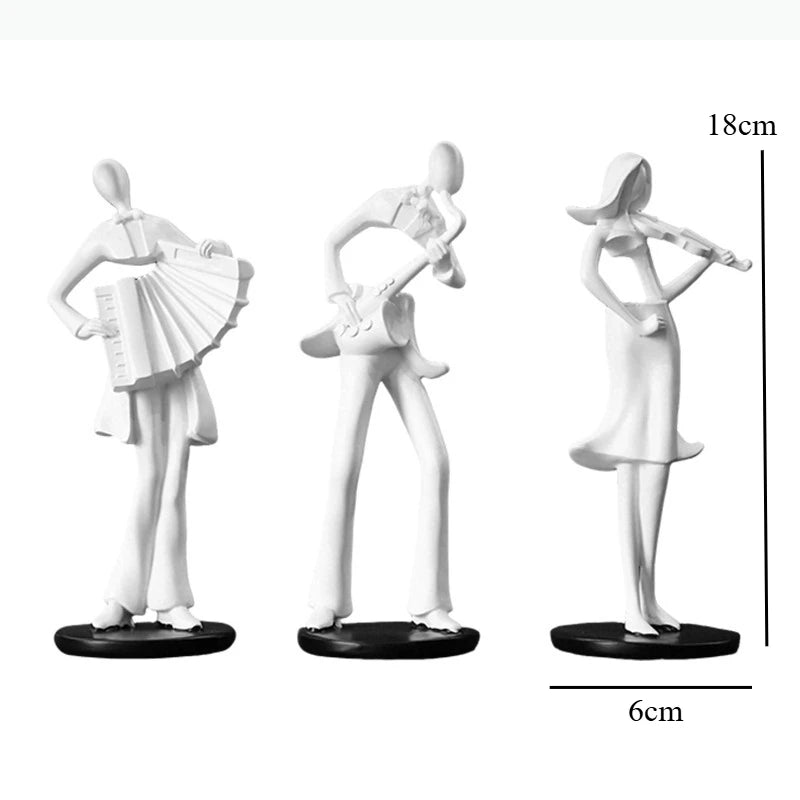 figurines musicales or blanc modernes violon accordéon guitare eléctrique décoration abstrait