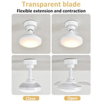ventilateur rétractable lumière led blanc moderne télécommande variateur intensité minimaliste contemporain