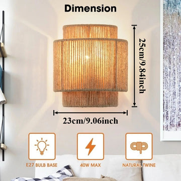 lampe murale moderne rotin beige légèrement transparente lignes verticales flux lumineux faible tension large