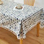 nappe table imperméable chats bleu marine blanche moderne réutilisable tassels cuisine