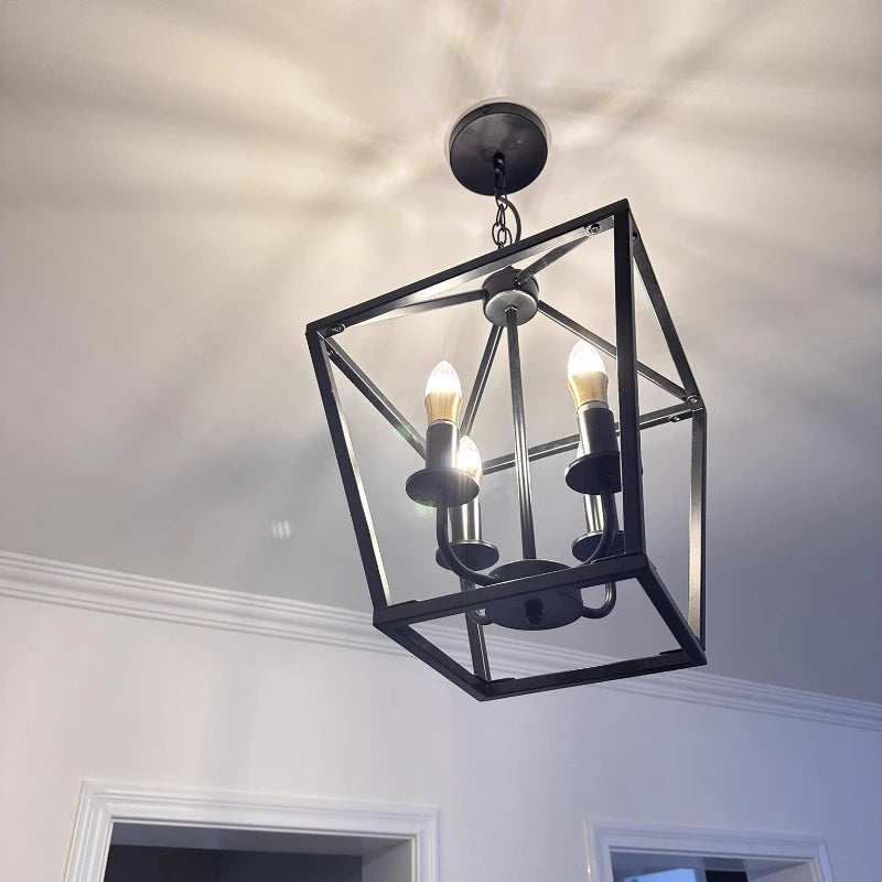 lampe suspendue industrielle moderne lumières cage fer noir geometrique echangable