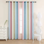 rideau polyester bleu rose rayures pois blancs moderne salon chambre hospitalière