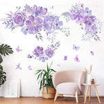 Détail des autocollants fleurs violettes pour décoration murale