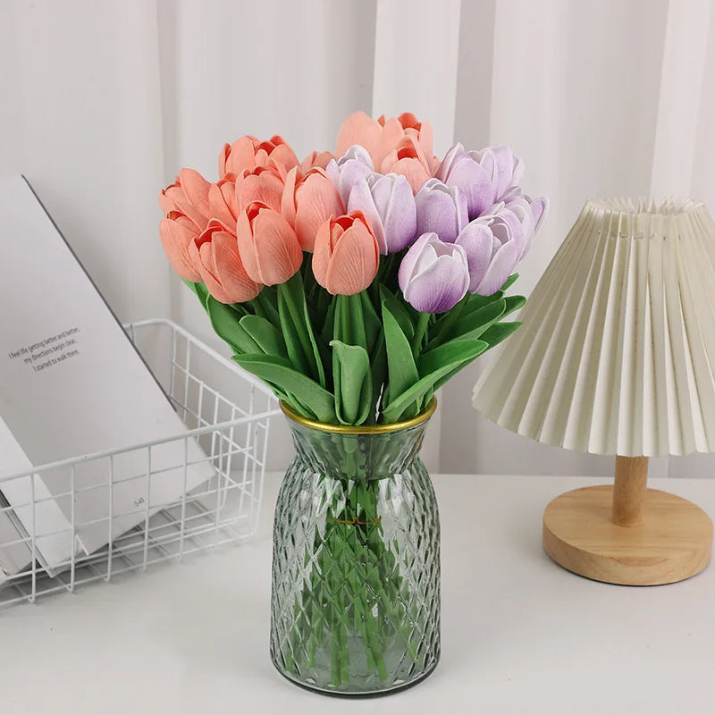 tulipes artificielles orange jaune bleu rose blanc modernes extérieures 10 pièces