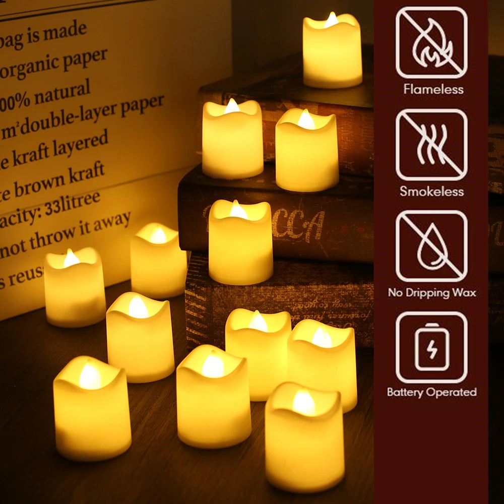 bougies led sans flamme décoration mariage élégantes motifs floraux blanc doré adhésives festivals fêtes