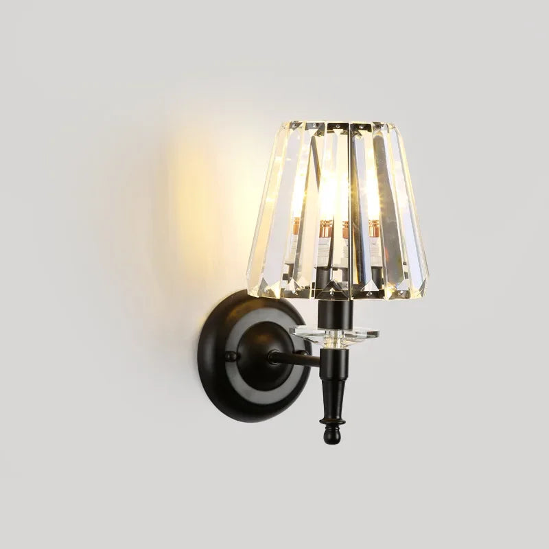 lustre moderne industriel verre taillé noir transparent suspension led abat jour cristal k9